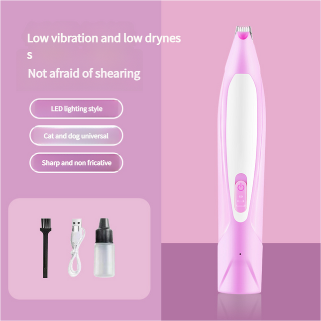 Electric Pet Hair Clipper with Type-C Charging LED Light and Grooming Accessories(Purple)