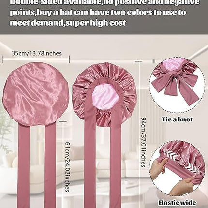 Luxury Double-Sided Satin Bonnet with Elastic Band(Black + black lining)