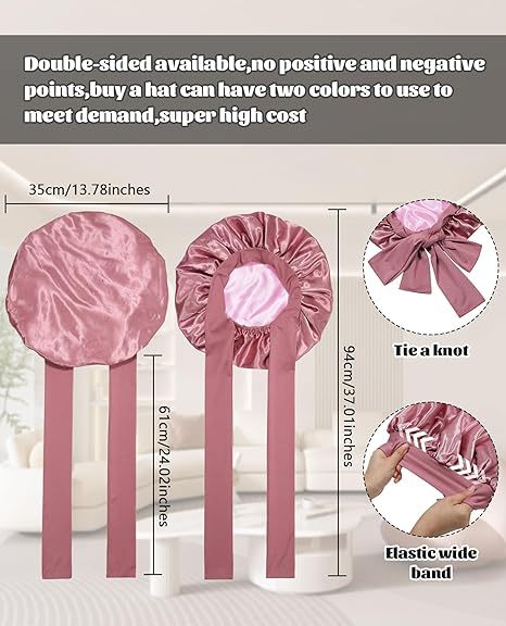 Luxury Double-Sided Satin Bonnet with Elastic Band(Khaki Plus beige lining) – product detail