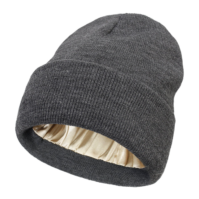 Premium Warm Beanie with Silk Satin Lining(Dark Gray) V888-ELOSUNG25648