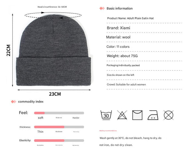 Premium Warm Beanie with Silk Satin Lining(Dark Gray) – product detail