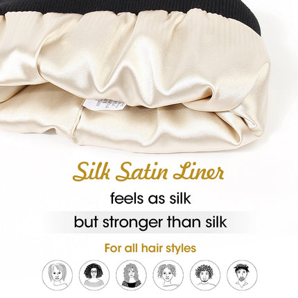 Premium Warm Beanie with Silk Satin Lining(Dark Gray)