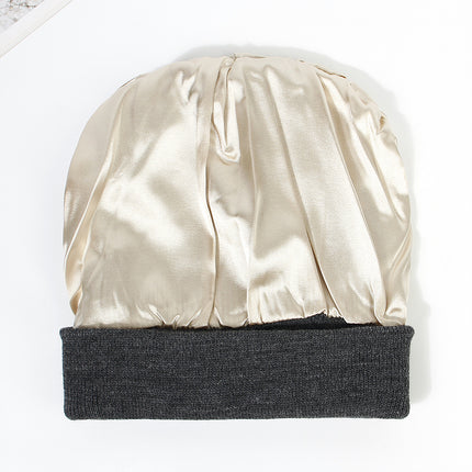 Premium Warm Beanie with Silk Satin Lining(black)