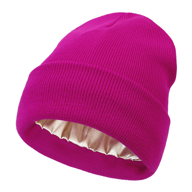 Premium Warm Beanie with Silk Satin Lining(Rose red) V888-ELOSUNG25652