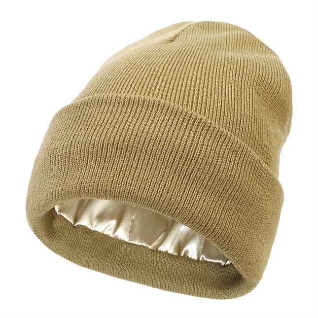 Premium Warm Beanie with Silk Satin Lining(Khaki) V888-ELOSUNG25653
