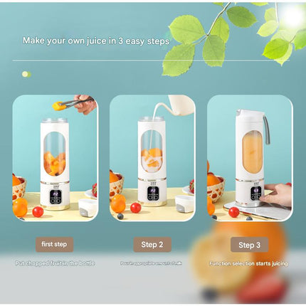 Portable Electric Juicer Blender - 450ml USB Rechargeable Smoothie Maker with 12 Blades(white)