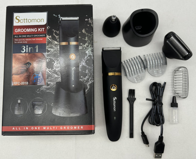 3-in-1 Men's Electric Body Groomer & Hair Clipper Kit