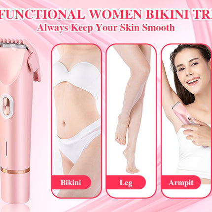 2-in-1 Ladies Electric Shaver & Trimmer - IPX7 Waterproof, USB-C Rechargeable, Dual Head Design(pink)