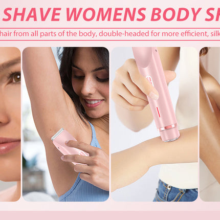 2-in-1 Ladies Electric Shaver & Trimmer - IPX7 Waterproof, USB-C Rechargeable, Dual Head Design(pink)