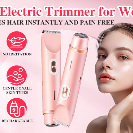 2-in-1 Ladies Electric Shaver & Trimmer - IPX7 Waterproof, USB-C Rechargeable, Dual Head Design(Purple)