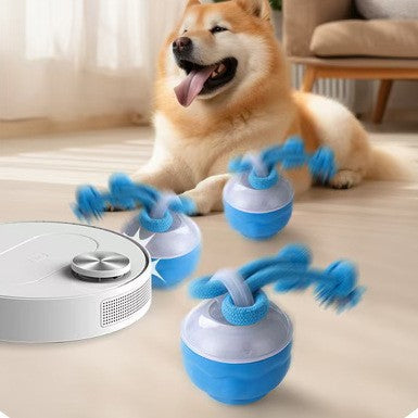 Interactive Dog Chew Toy with Rope - Durable Treat Dispensing Ball for Play & Dental Health(blue)