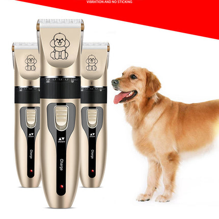 Professional Pet Grooming Hair Clipper Kit - Rechargeable, Low Noise, with Ceramic Blades & 5-Speed Adjustment(gold)