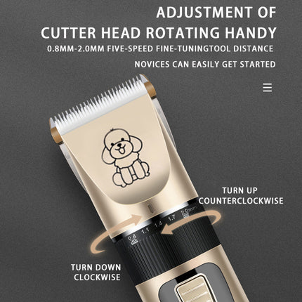 Professional Pet Grooming Hair Clipper Kit - Rechargeable, Low Noise, with Ceramic Blades & 5-Speed Adjustment(Platinum)