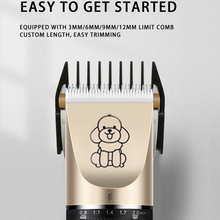 Professional Pet Grooming Hair Clipper Kit - Rechargeable, Low Noise, with Ceramic Blades & 5-Speed Adjustment(Gray)