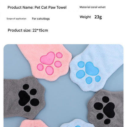 Adorable Pet Paw Grooming & Drying Mitt - Super Absorbent Fleece Material(pink)