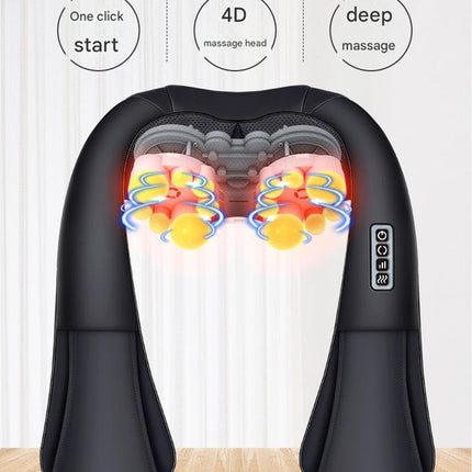 Deep Kneading Shiatsu Neck & Shoulder Massager with Heat - USB Rechargeable Ergonomic Design(Beige)