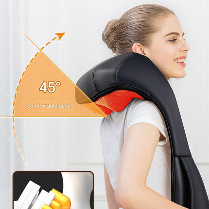 Deep Kneading Shiatsu Neck & Shoulder Massager with Heat - USB Rechargeable Ergonomic Design(Gray and black)