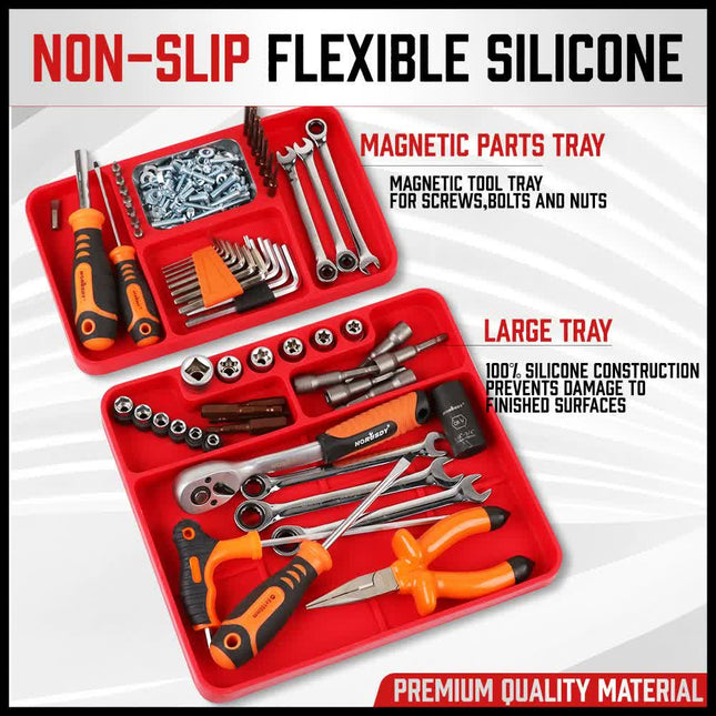 Set of 2 Non-Slip Flexible Silicone Tool Organizer Trays with Magnetic Parts Holder V888-ELOSUNG25745