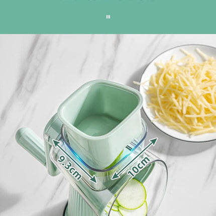 Multi-Function Rotary Vegetable Slicer & Grater - 5 Blade Types (10 Pcs Total) with Storage Box-green