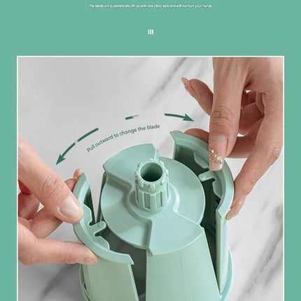 Multi-Function Rotary Vegetable Slicer & Grater - 5 Blade Types (10 Pcs Total) with Storage Box-green