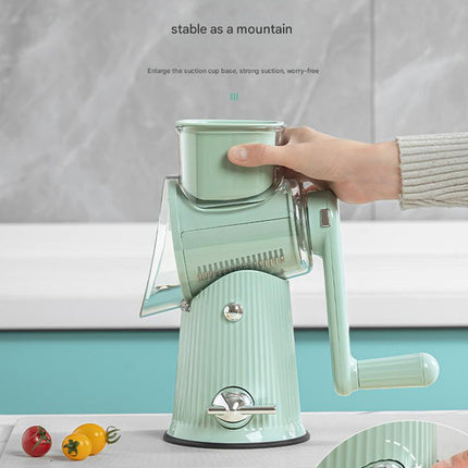 Multi-Function Rotary Vegetable Slicer & Grater - 5 Blade Types (10 Pcs Total) with Storage Box-green