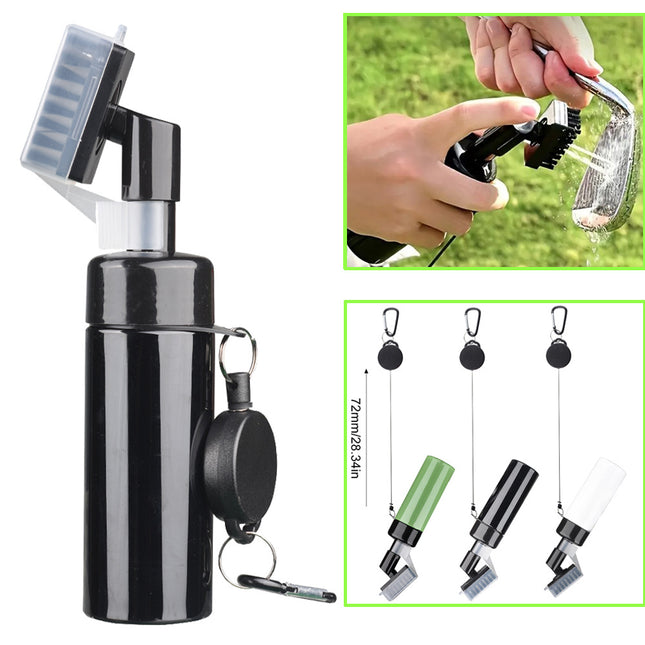 Portable Golf Club Groove Cleaner Brush with Water Spray Bottle & Retractable Keychain(black) – product detail