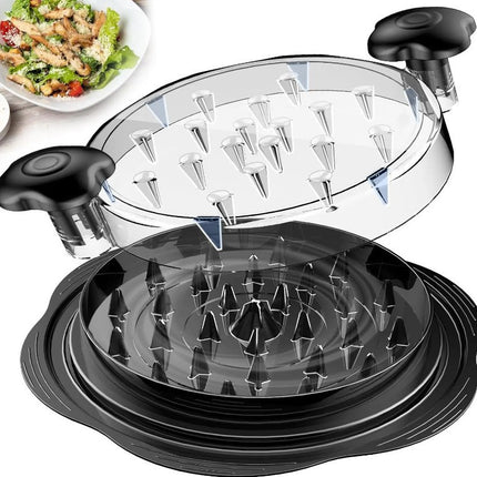 Upgraded Meat Shredder Tool - Rotating Chicken & Pork Puller with Anti-Slip Base & Ergonomic Grips(black)