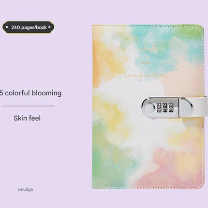 A5 Tie-Dye Journal with Combination Lock - 240 Pages, Soft Touch Cover Diary(Colorful)