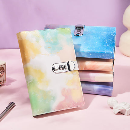 A5 Tie-Dye Journal with Combination Lock - 240 Pages, Soft Touch Cover Diary(Colorful)