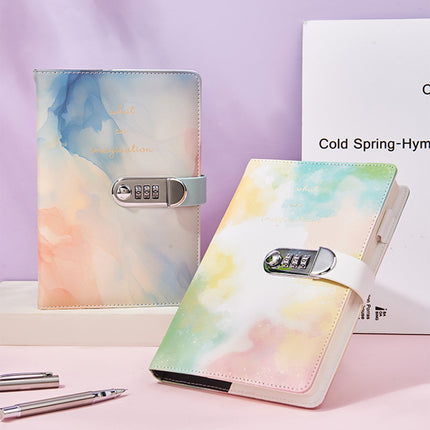 A5 Tie-Dye Journal with Combination Lock - 240 Pages, Soft Touch Cover Diary(Blue)