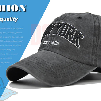 Vintage New York Est. 1625" Washed Cotton Baseball Cap - Adjustable & Unisex(Wine red)"