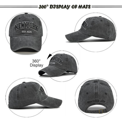 Vintage New York Est. 1625" Washed Cotton Baseball Cap - Adjustable & Unisex(Coffee)"