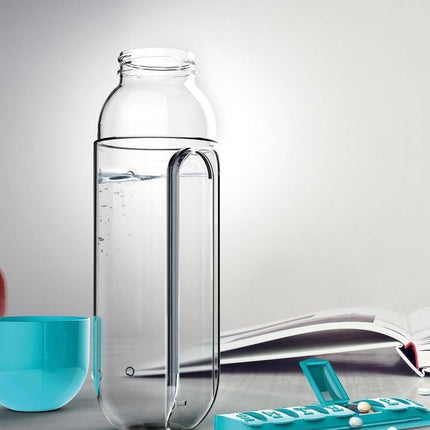 2pc 2-in-1 Water Bottle with 7-Day Pill Organizer - 600ml BPA-Free, Portable & Leakproof(Red)