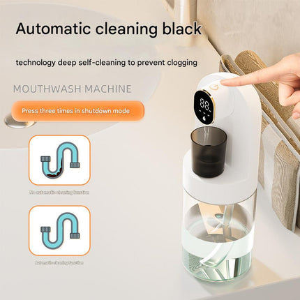 Smart Automatic Mouthwash Dispenser - 4 Adjustable Levels, LED Display, 2000mAh Battery & Magnetic Cups(white)