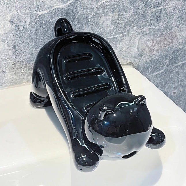 Charming Cat-Shaped Ceramic Soap Dish