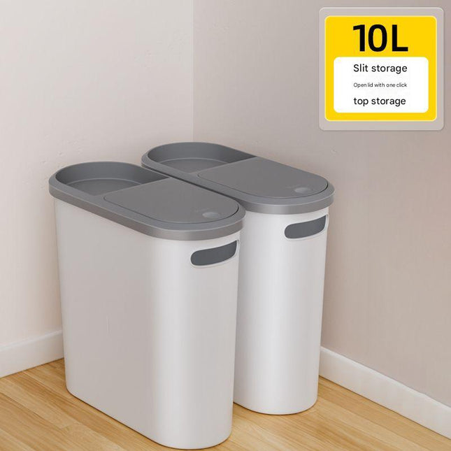 Slim Press-Top Trash Can with Top Storage Compartment – product detail