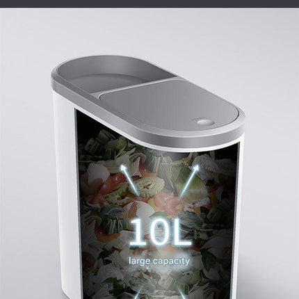 Slim Press-Top Trash Can with Top Storage Compartment - Narrow Design for Bathroom & Small Spaces(White cover + ash bucket)