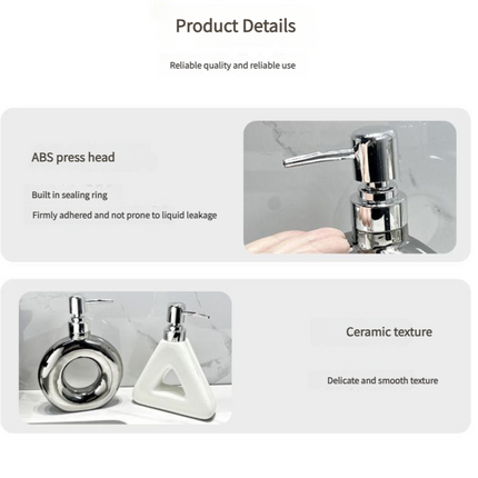 Modern Ceramic Soap & Lotion Dispenser - Unique Geometric Designs, 300ml Capacity(Triangular lotion bottle, milky white)
