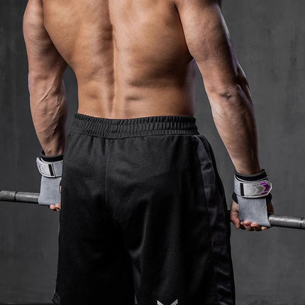 Heavy Duty Weightlifting Grips - Anti-Slip Cowhide Palm Protectors with Neoprene Wrist Support & Adjustable Straps(Purple)