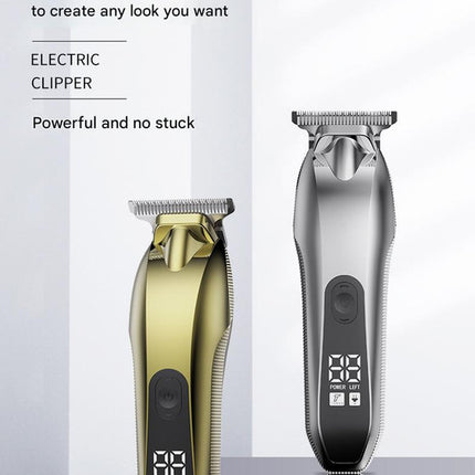 Professional Electric Hair Clipper & Beard Trimmer - USB Rechargeable, LED Display(Gray)