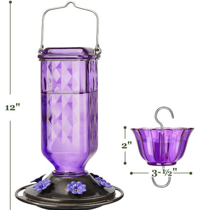 Elegant Hanging Hummingbird Feeder - Decorative Plastic Nectar Bottle with Ant Moat, 6 Feeding Ports(Blue)