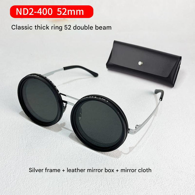 Adjustable ND9 Filter Sunglasses Steampunk Retro Design with Polarized HD Anti-Glare Lenses(silver)