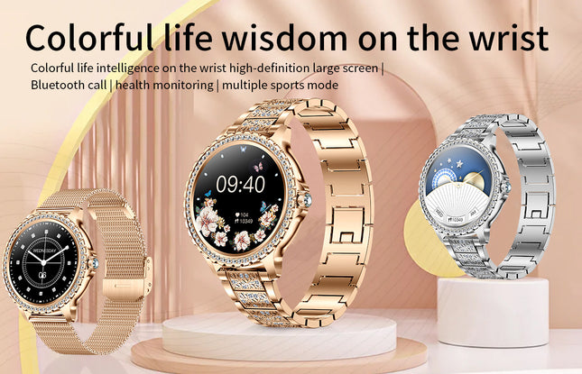 Elegant Women's Smartwatch HD Touchscreen Bluetooth Calls Health Monitoring(gold) – product detail