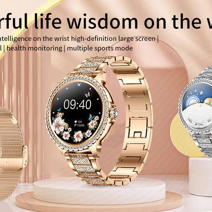 Elegant Women's Smartwatch,HD Touchscreen, Bluetooth Calls, Health Monitoring(Silver)