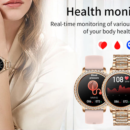 Elegant Women's Smartwatch,HD Touchscreen, Bluetooth Calls, Health Monitoring(Silver)