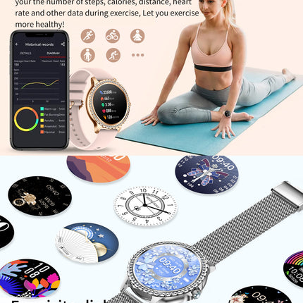 Elegant Women's Smartwatch,HD Touchscreen, Bluetooth Calls, Health Monitoring(Silver)