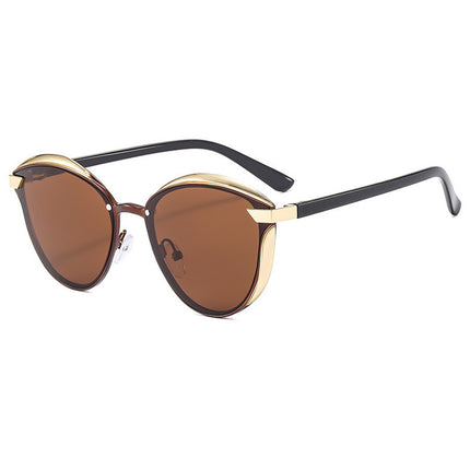 2-pcs Brown Elegant Women's Cat Eye Sunglasses - Anti-Glare, Lightweight Frame