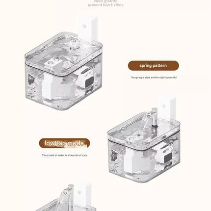 White Wireless Sensor Pet Water Fountain - 1.5L Automatic Filtered Dispenser