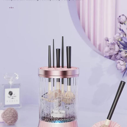 Pink Electric Makeup Brush Cleaner & Dryer Machine - Automatic Spinner Tool (Rechargeable model)