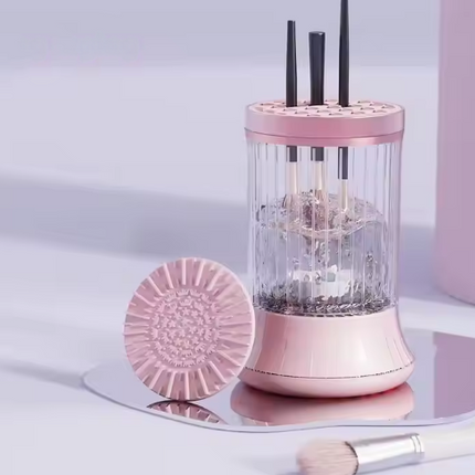 Pink Electric Makeup Brush Cleaner & Dryer Machine - Automatic Spinner Tool (Plug-in model)